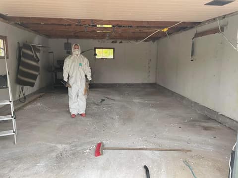 Cleaning out the garage, removing inner roof