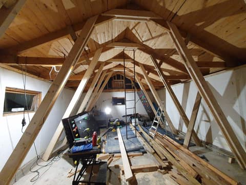 New load-bearing beams, insulation, and inner roof